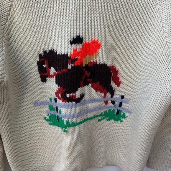 Vintage Caldwell Knit Cardigan Equestrian Horse Jump Fox Canadian Pure Wool 50s - Picture 8 of 9